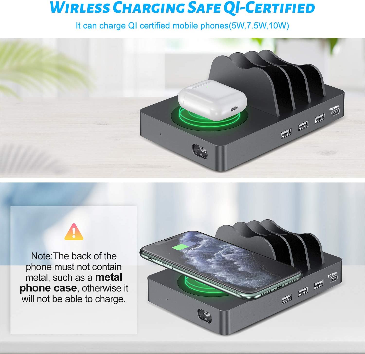 Undassenk 50W 4 Ports USB-C and USB-A Fast Charging Station - Image 4