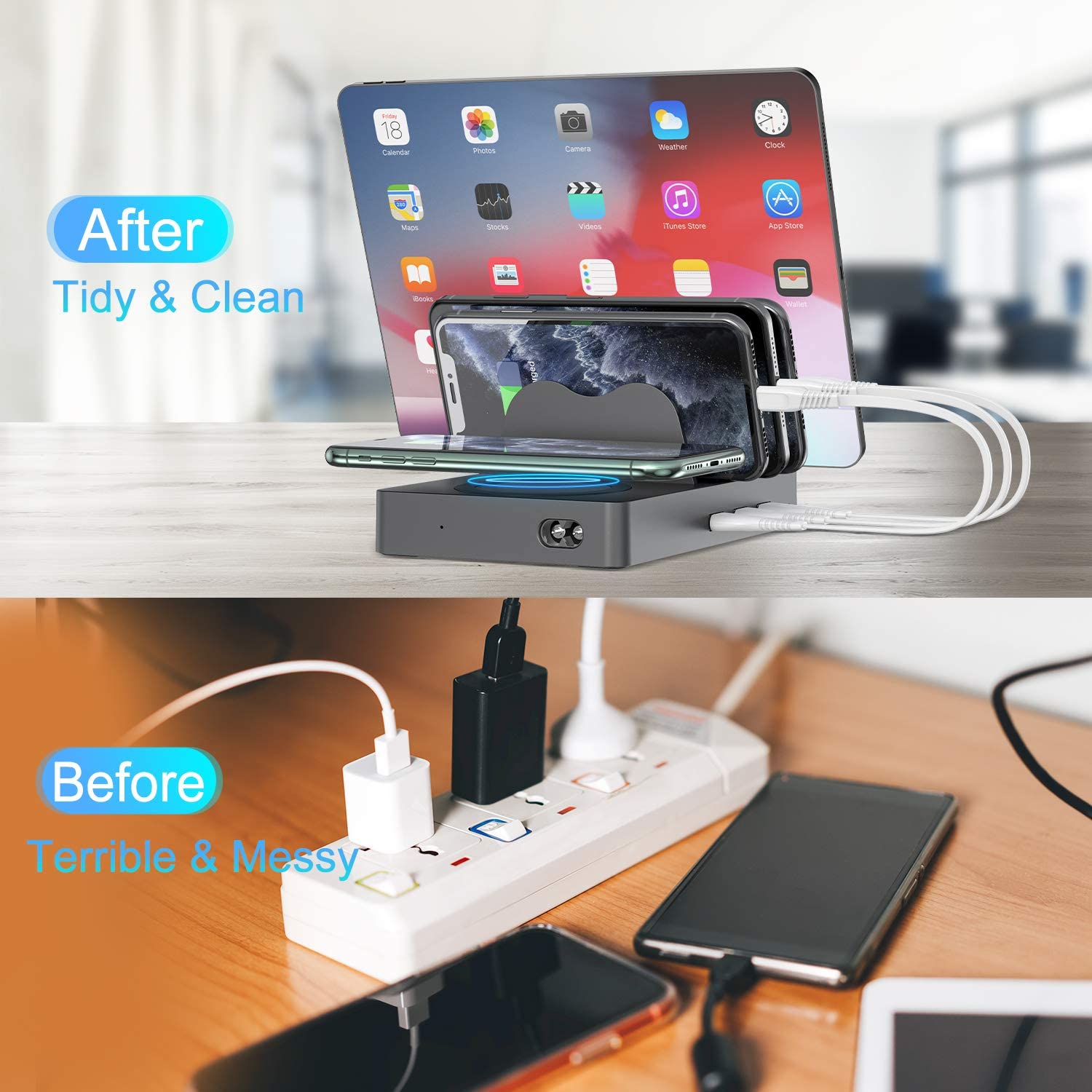 Undassenk 50W 4 Ports USB-C and USB-A Fast Charging Station - Image 5